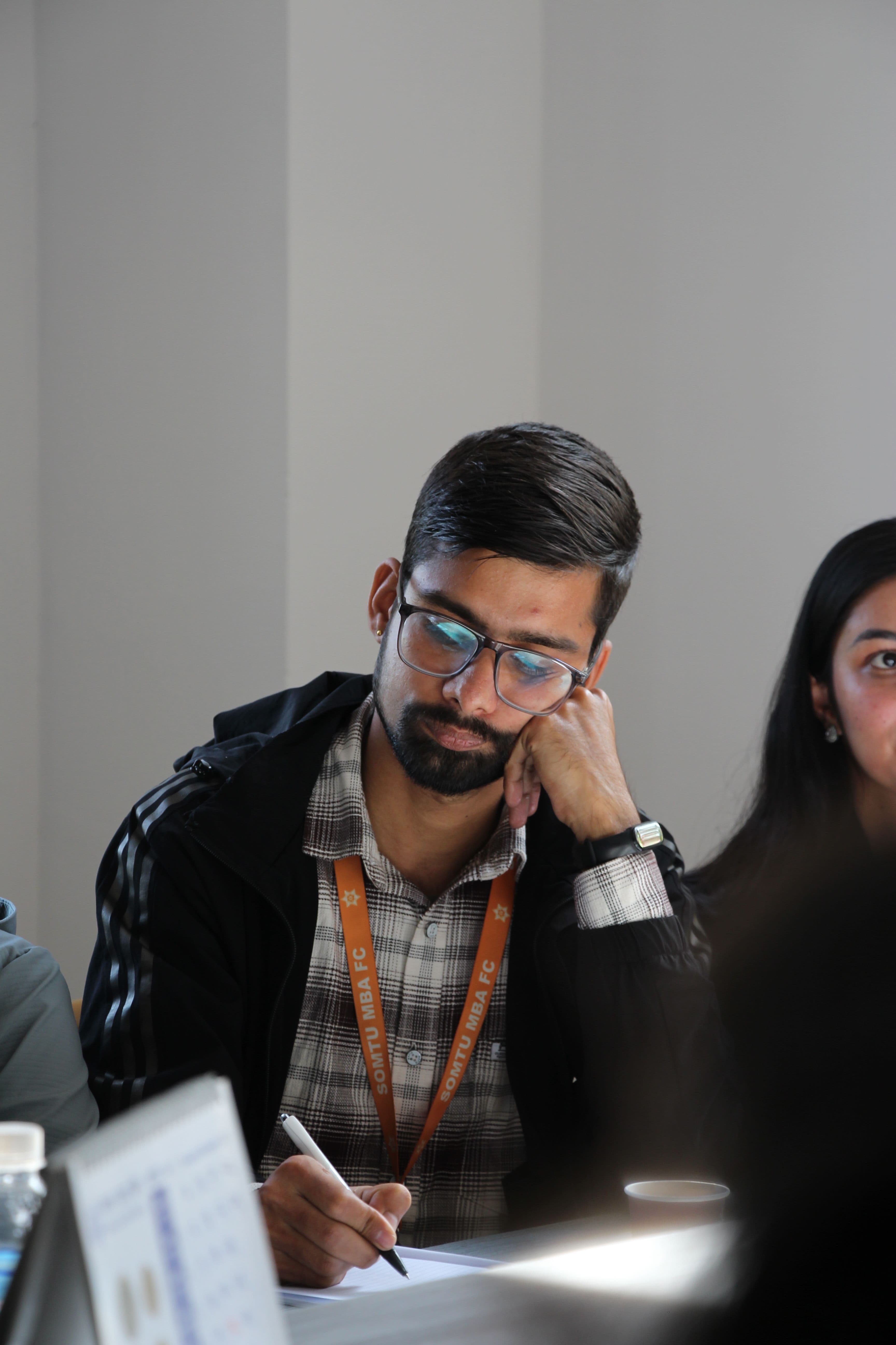 A student focused during a computer-based test